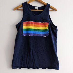 Tcombo Navy Blue Pride Flag Tank Top Size M
